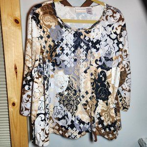 Alfred Dunner Round Neck 3/4 Sleeve Top Plus Size 2X